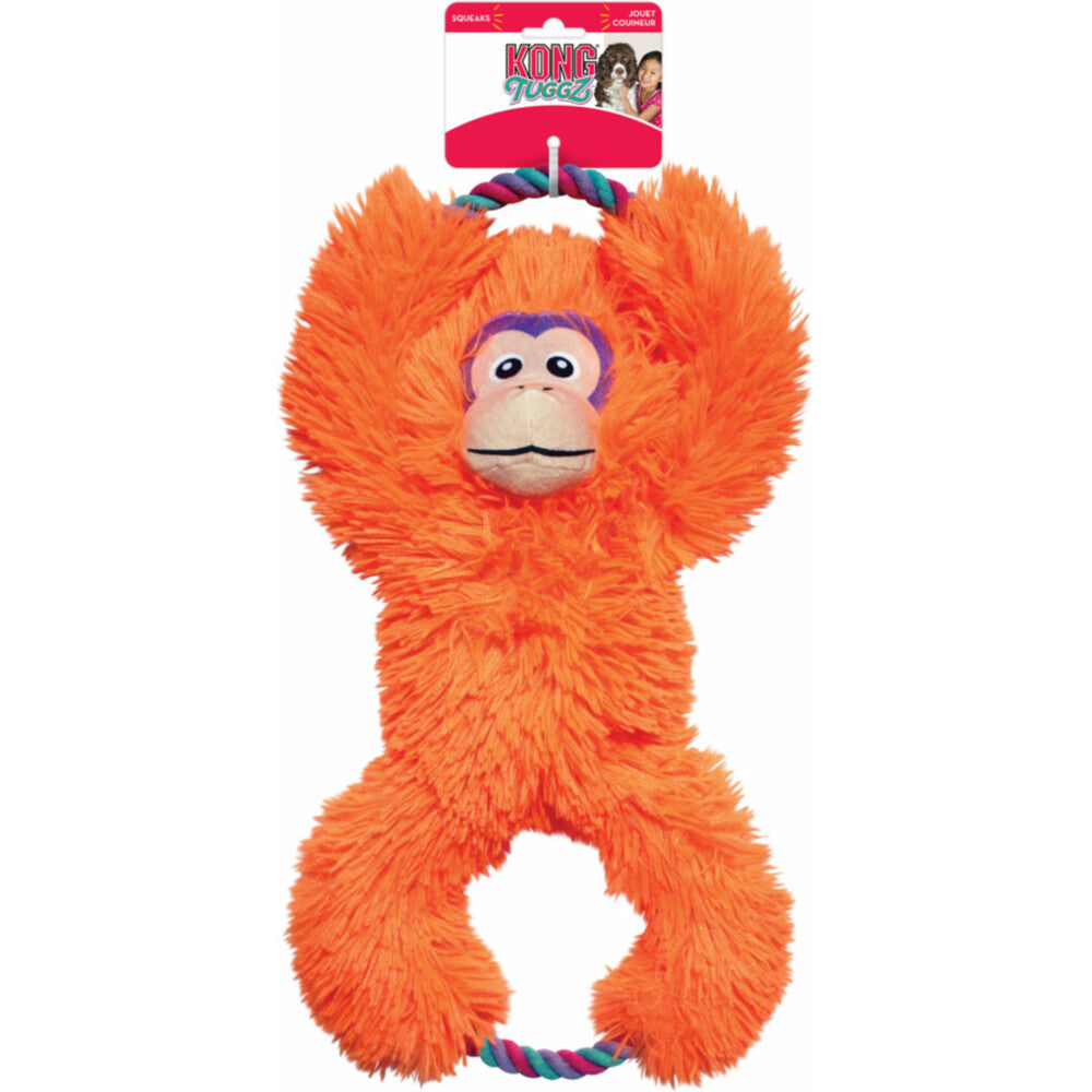 KONG Tuggz Monkey XL – Trekspeelgoed met Touwen, Pieper & Knisper (53×24×9 cm)