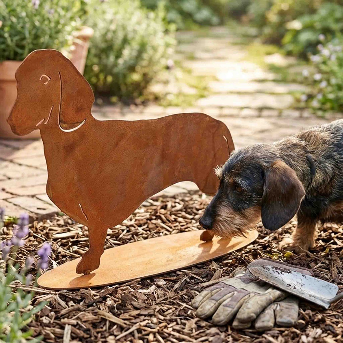 Rostikal Teckel Waldi – Metalen Teckel Decoratie 40 & 60 cm