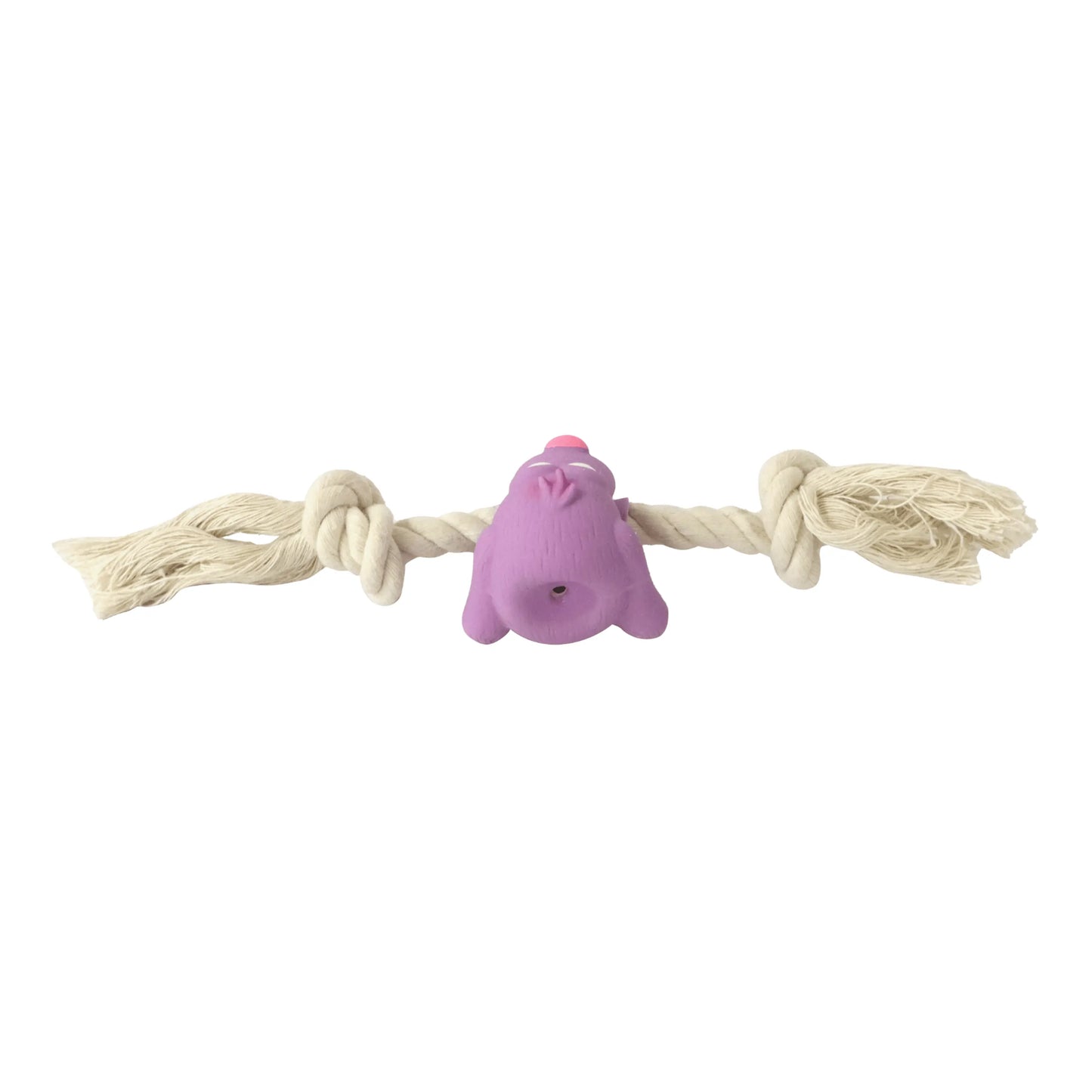 Quapas Puppy Speeltje Happy Dog met Touw – Vinyl Hondenspeeltje voor Pups & Kleine Honden