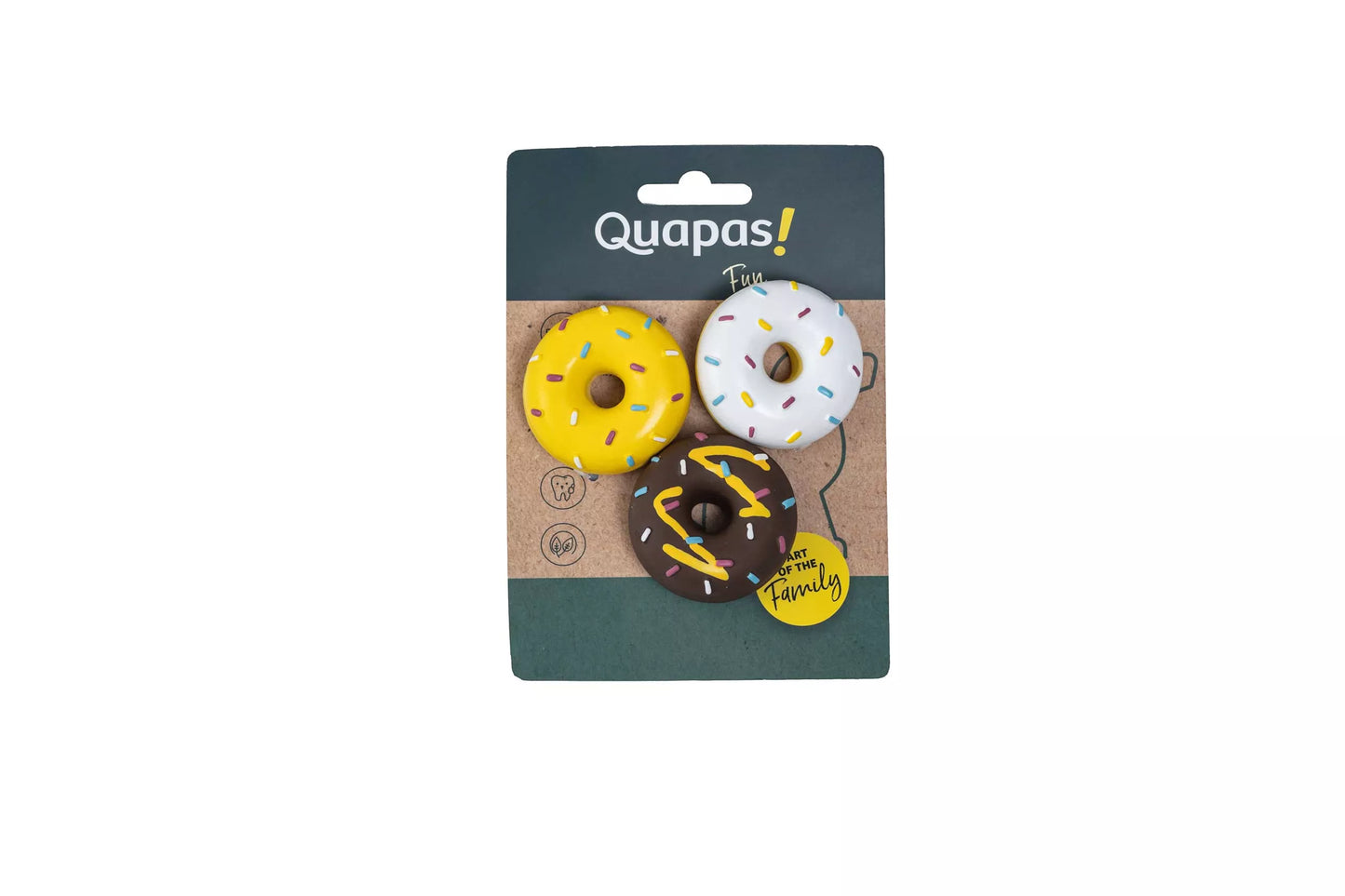 Quapas! Fun Donuts 3-delig | Latex Hondenspeelgoed met Pieper