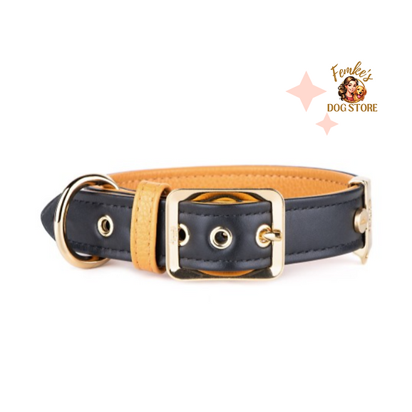 My Family Zwart Goud Leren Halsband