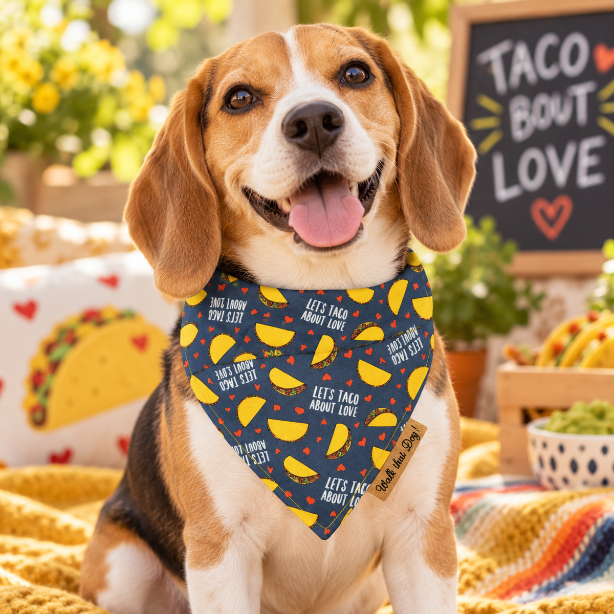 Walk That Dog Let’s Taco About Love – Hondenbandana