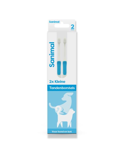 Sanimal Kleine Tandenborstels (2 stuks) – Zachte borstelkop voor kleine honden, pups & katten