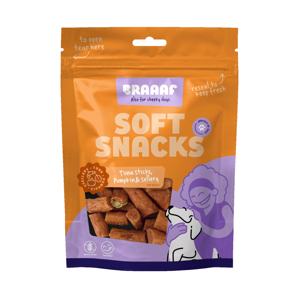 Braaaf Tonijnsticks Pompoen & Selderij 85 g hondensnacks