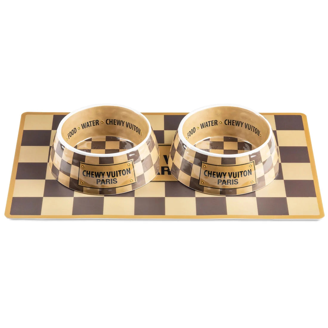 Checker Chewy Vuiton Placemat – Luxe Voerplaat in Ruitdessin