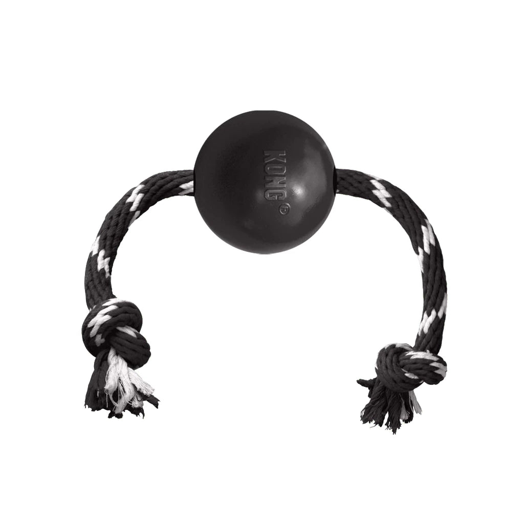 KONG Extreme Ball met Touw L | Duurzame Gooi- & Trekspeelbal