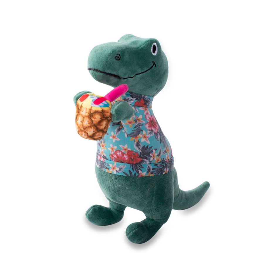 PetShop by Fringe Studio Tropical T-Mex Rex – Pluche Dino Hondenspeeltje met Pieper