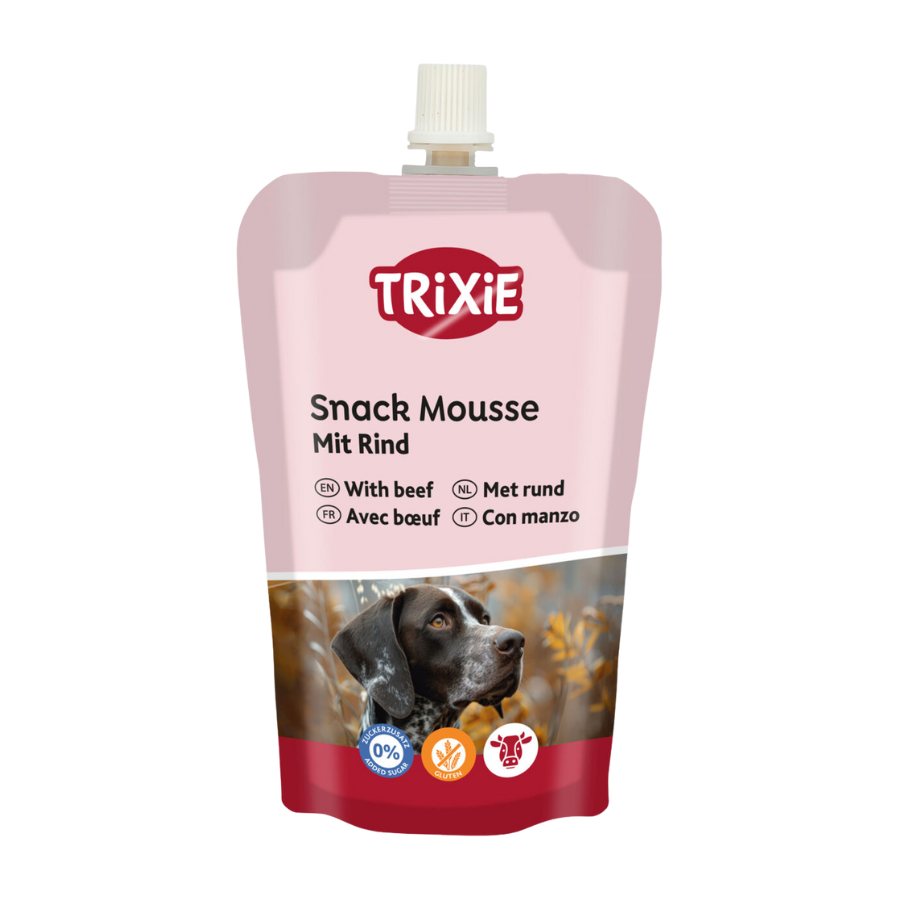 Trixie Snack Mousse met rund 200g – beloningssnack in tube voor honden