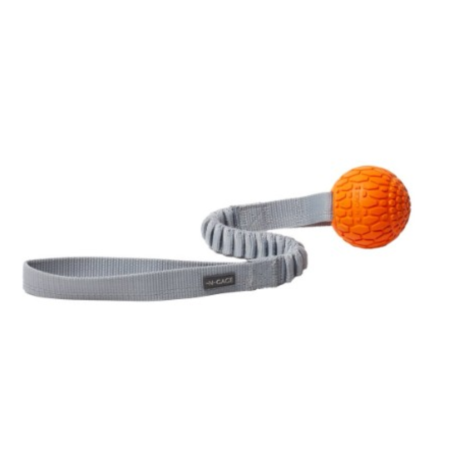 N-GAGE Bungee Handler Oranje – Piepbal met Elastisch Handvat voor Trekken & Apporteren (50 cm)