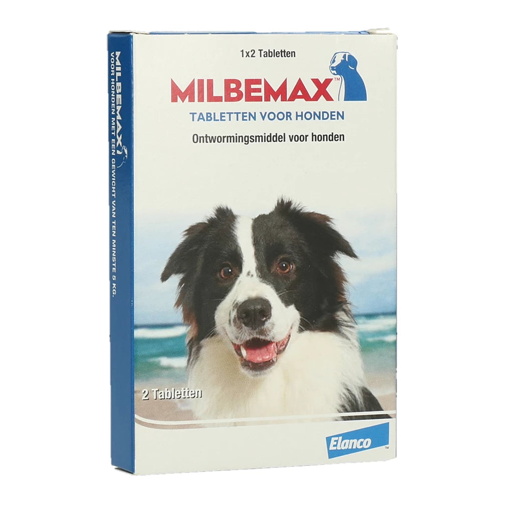 Milbemax tabletten hond ≥5 kg – 12,5 mg/125 mg ontworming, verpakking 2 tabletten