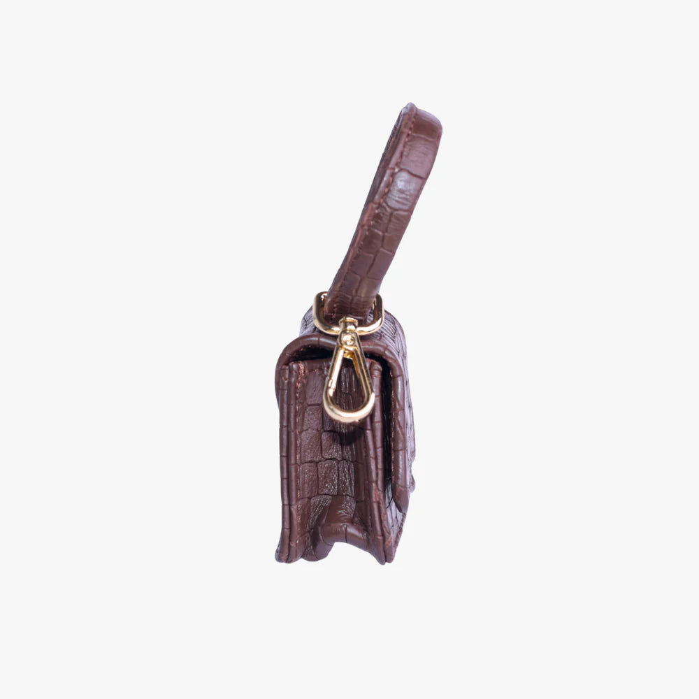 Mini Bag Croco Donkerbruin – Leren beloningstasje hond