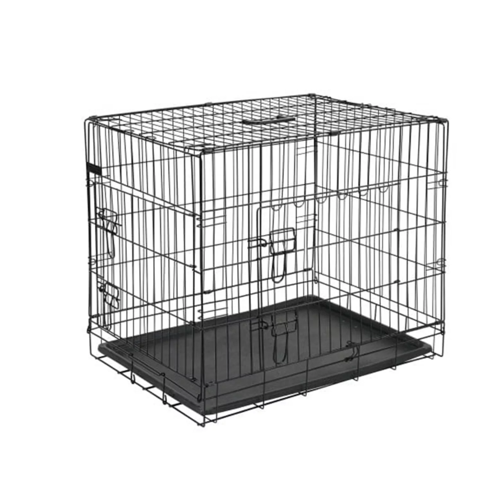 Hondenbench Zwart met 2 Deuren – 77,5 × 48,5 × 55,5 cm