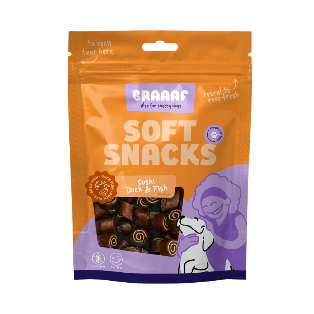 Braaaf Sushi Eend & Vis – Zachte Hondensnacks 85 g