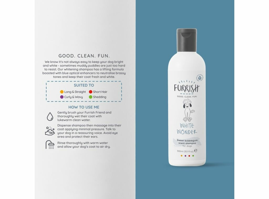 Furrish White Wonder Shampoo – whitening shampoo voor helder witte vacht (300 ml)