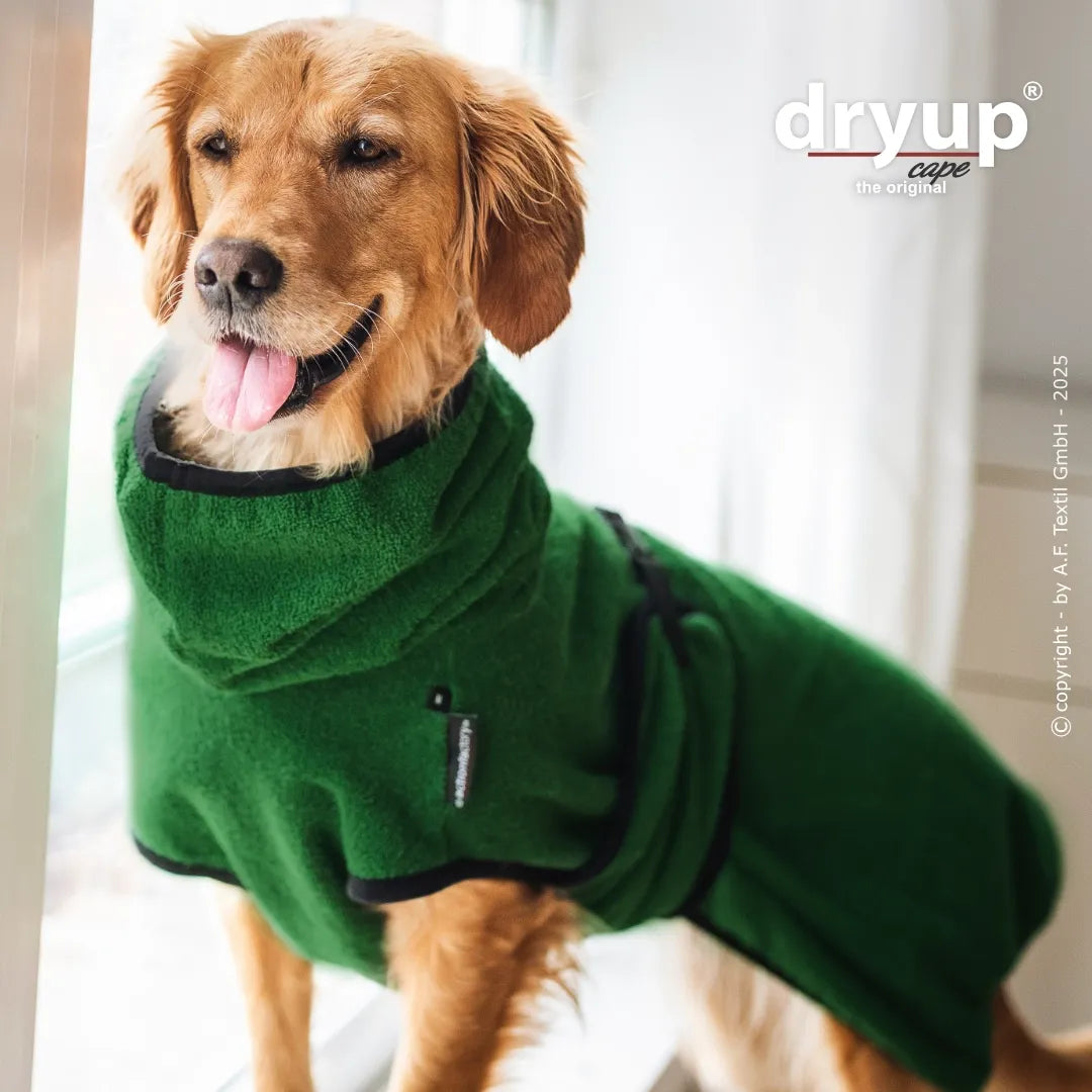 dryup® Cape Hondenbadjas - Donkergroen maat XS - XXL