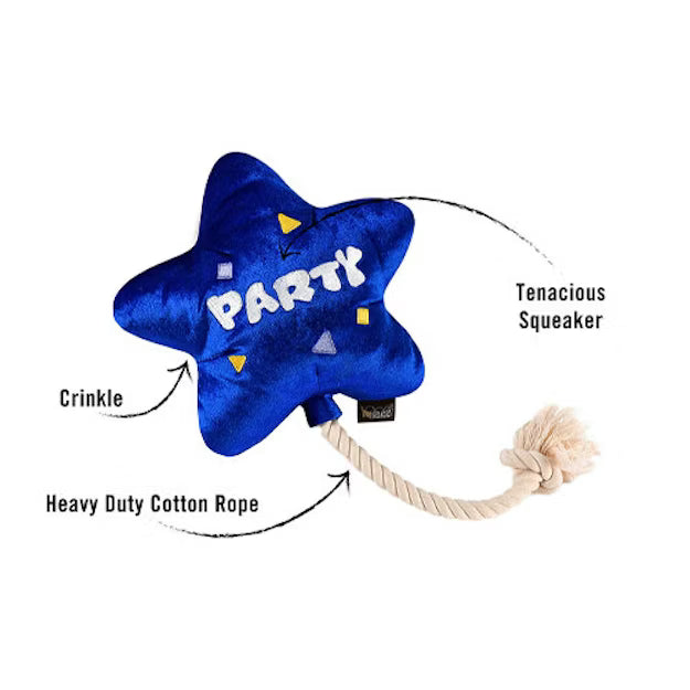 P.L.A.Y. Party Time Best Day Ever Balloon – Pluche Hondenspeeltje met Pieper, Crinkle & Touw