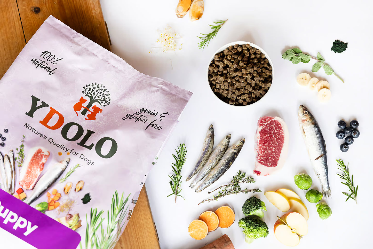 YDOLO Healthy & Pure Puppy – Semi-Moist Dry Puppyvoer (2,5 kg & 10 kg)