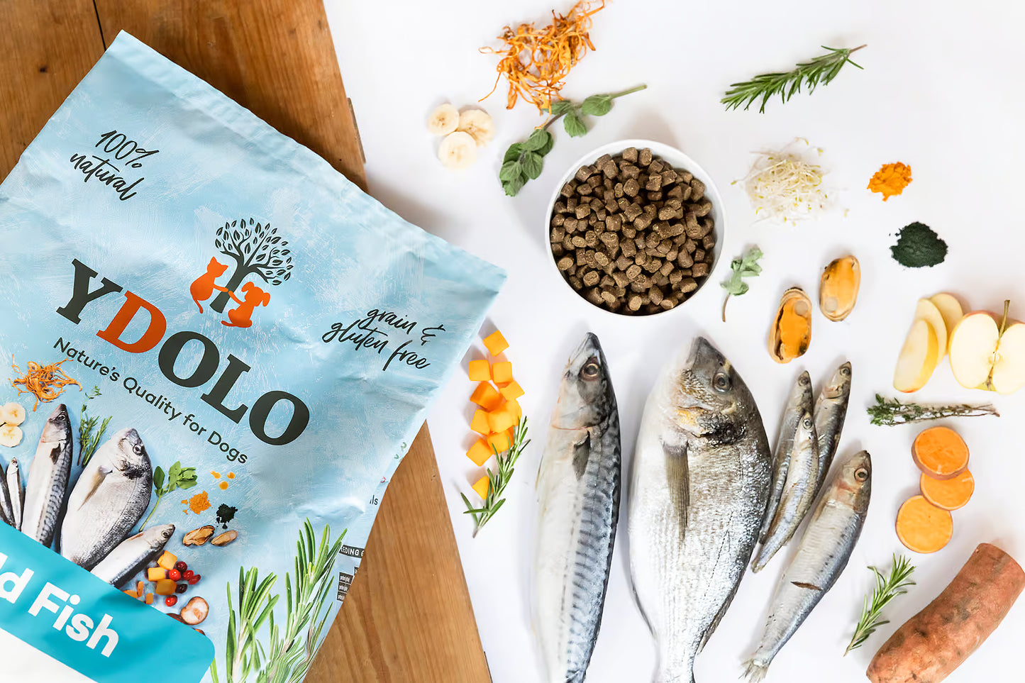 YDOLO Healthy & Pure Wild Fish – Semi-Moist Drooghondenvoer (2,5 kg & 10 kg)