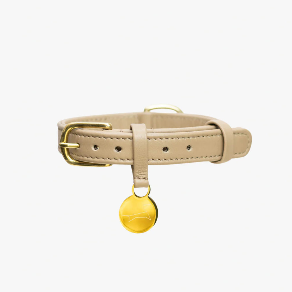 Luxe leren hondenhalsband met naampenning
