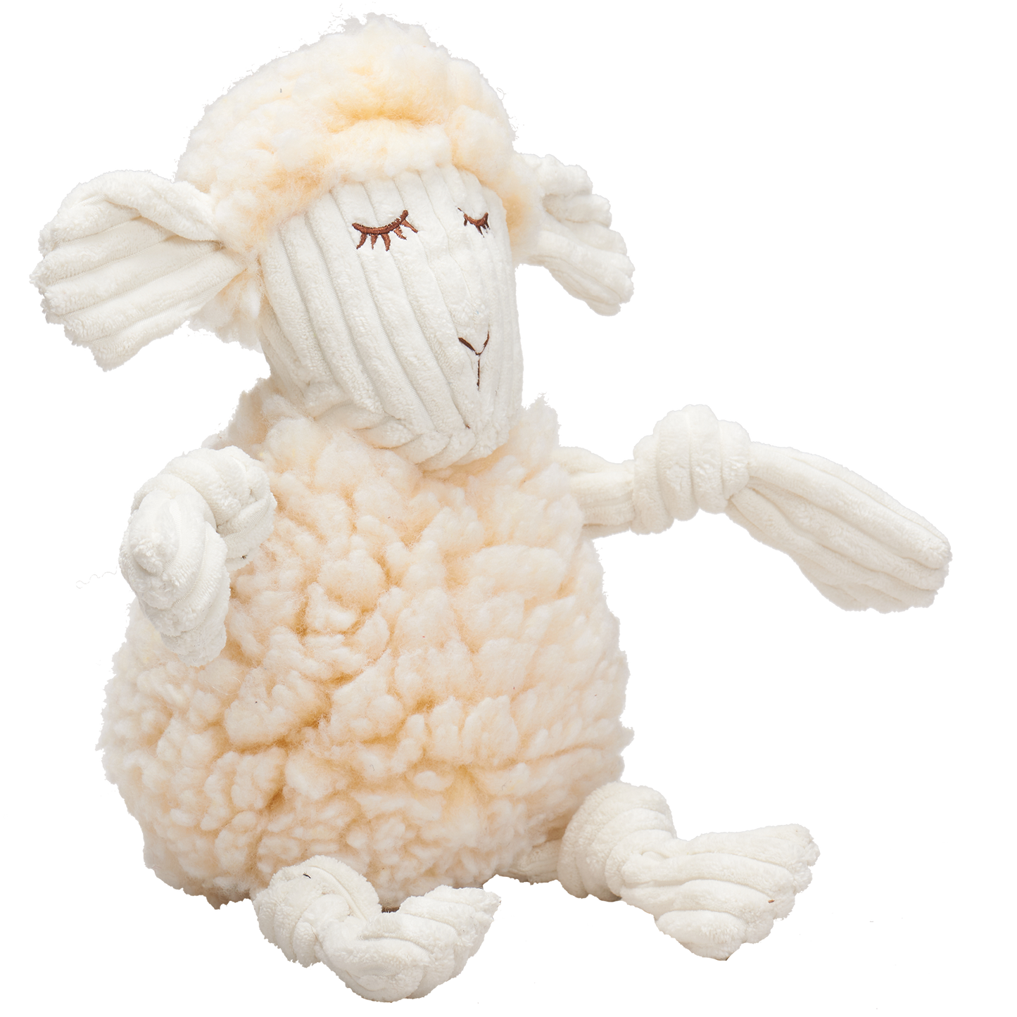 HuggleHounds FlufferKnottie Lamb Large pluche hondenspeelgoed met squeakers