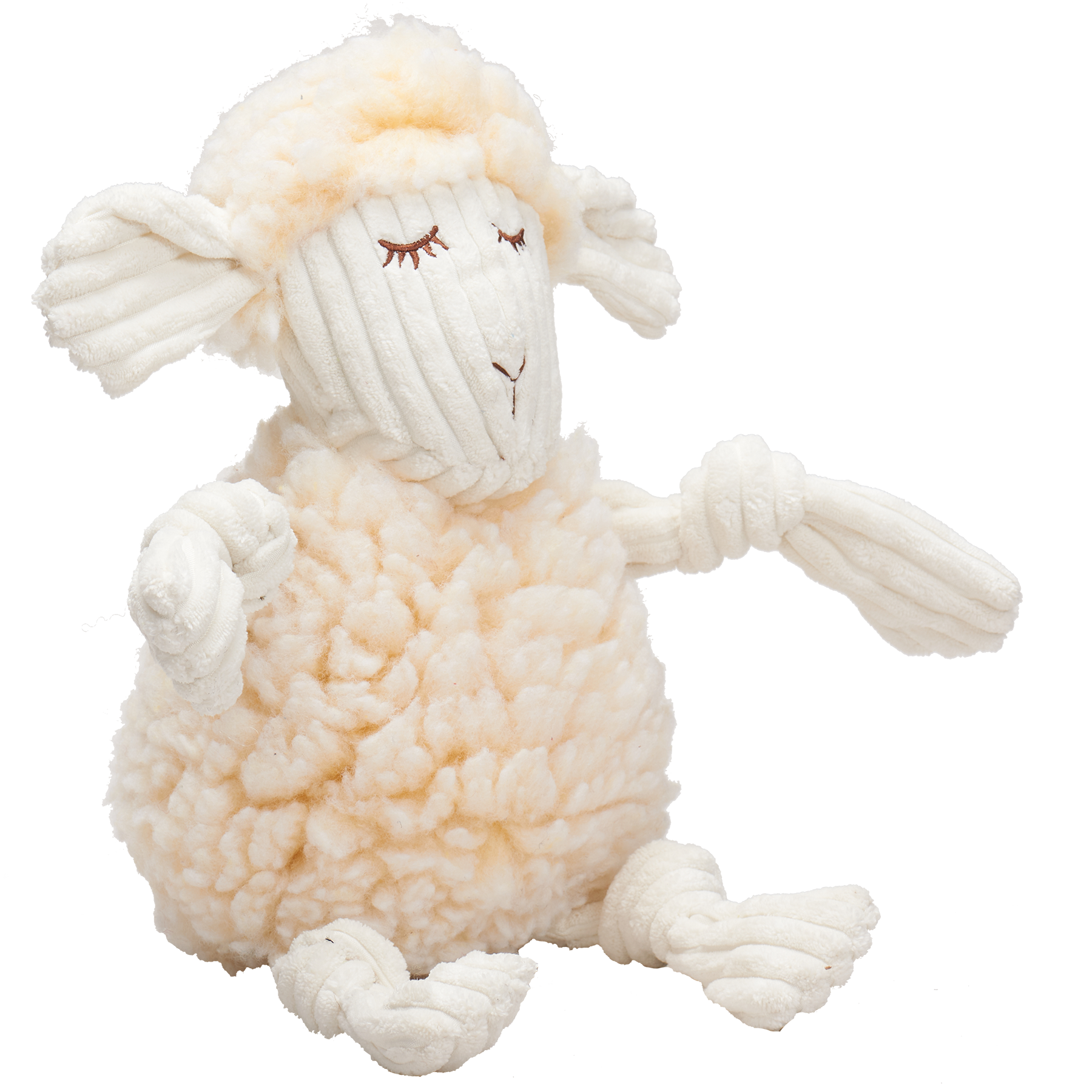 HuggleHounds FlufferKnottie Lamb Large pluche hondenspeelgoed met squeakers