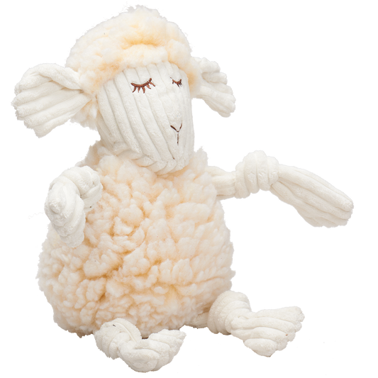 HuggleHounds FlufferKnottie Lamb Large pluche hondenspeelgoed met squeakers