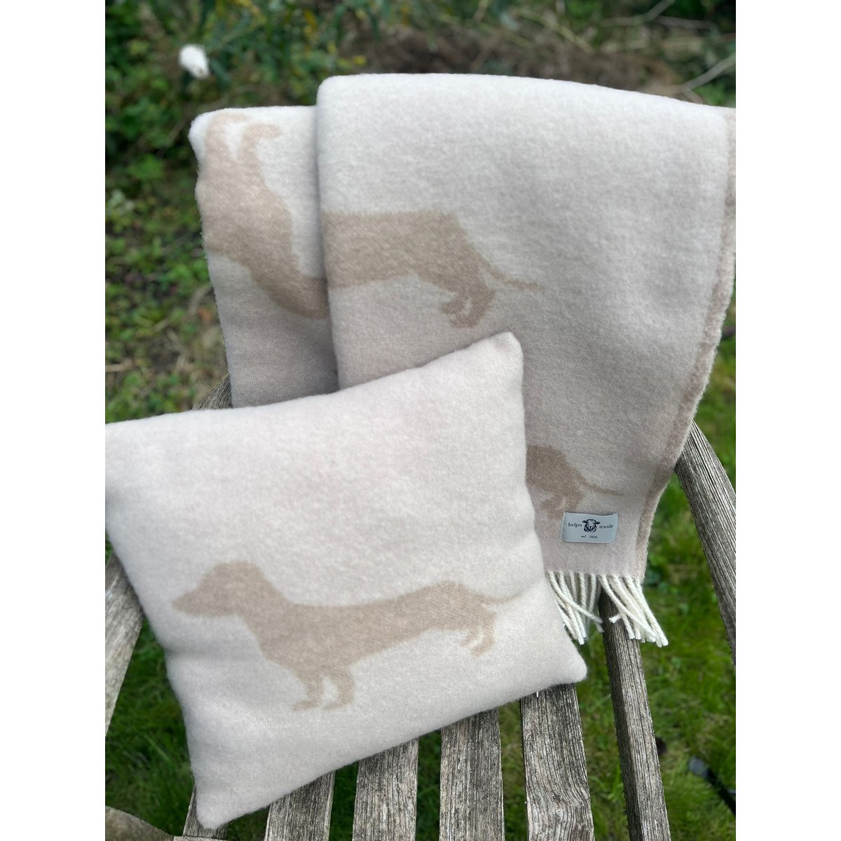 BELPO Teckel Kussen 40 × 40 cm – 100% Nieuw-Zeelandse Wol