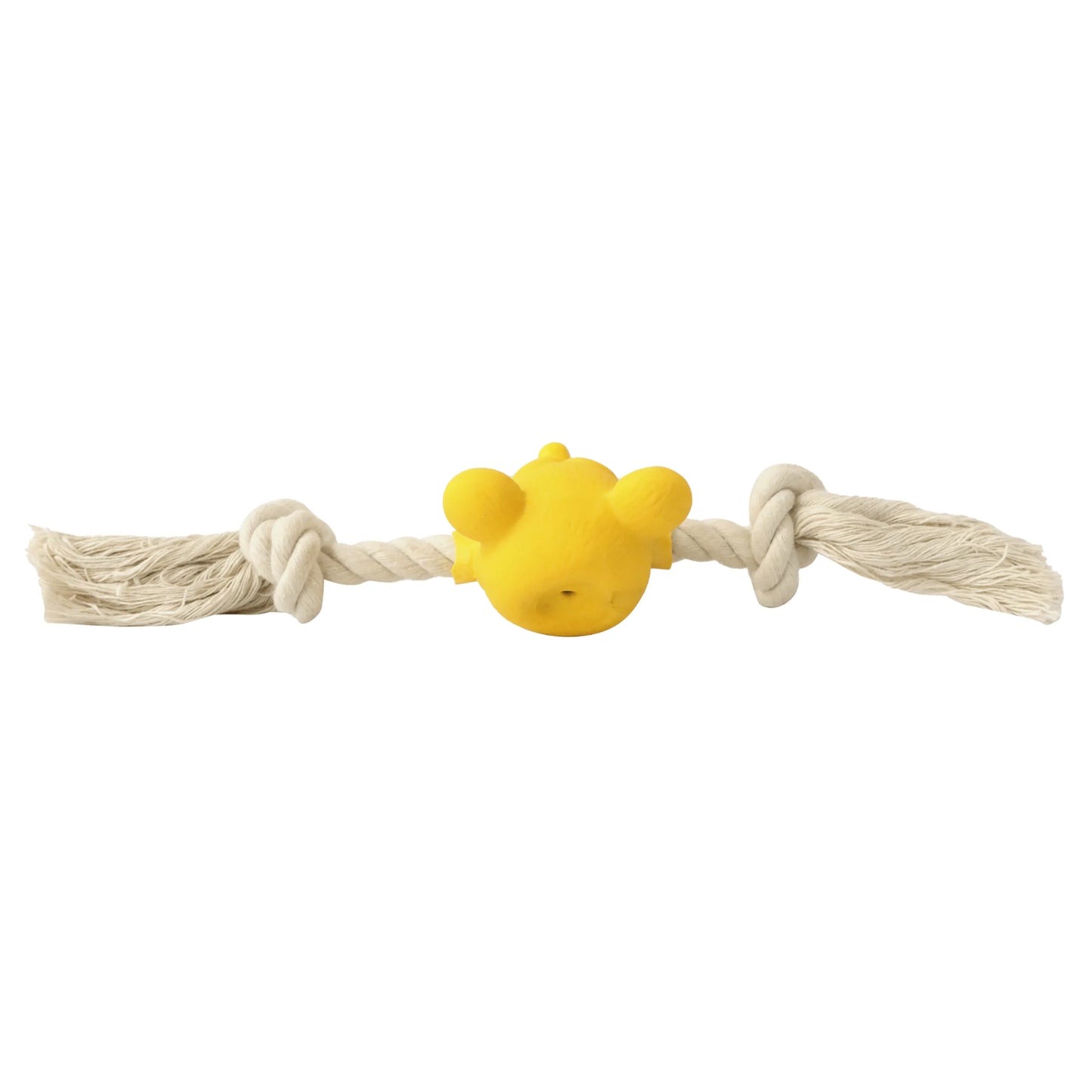 Quapas Puppy Speeltje Happy Mouse met Touw – Latex Hondenspeeltje met Pieper