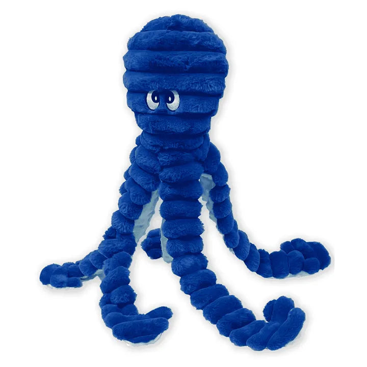 Quapas XXL Hondenknuffel Octopus Navy 66 cm – Pluche Hondenspeelgoed met Pieper & Knisperfolie