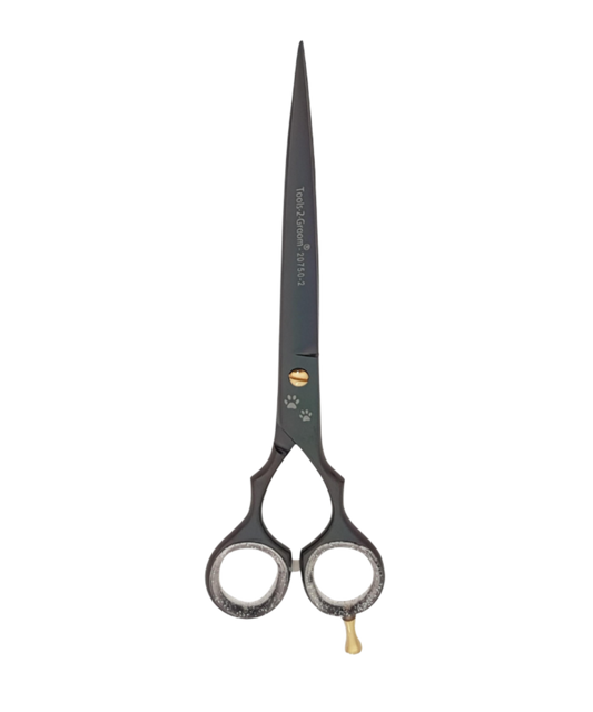 Rechte trimschaar Black Edge 17 cm mat zwart – professionele vachtverzorgingsschaar