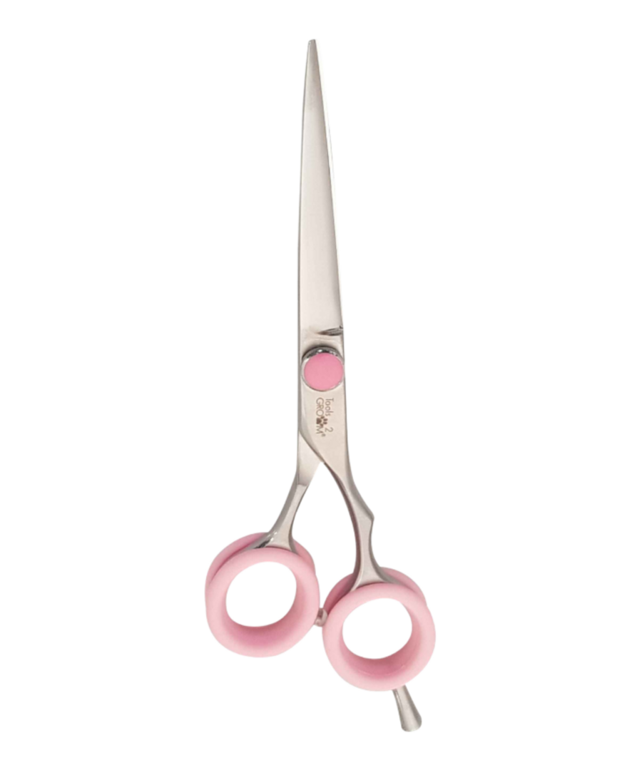 Pro Razor rechte trimschaar 15,5 cm (6″) gepolijst staal met stelschroef, demper, siliconen inzetringen en pinksteun