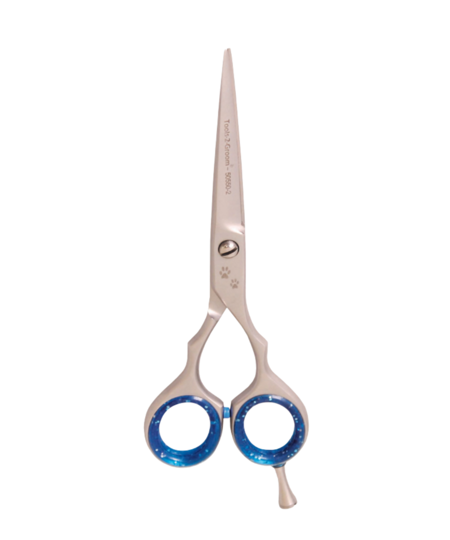 Gebogen trimschaar Sharp Edge 15,5 cm (6″) – gebogen blad met stelschroef, demper, silicone inzetringen en pinksteun