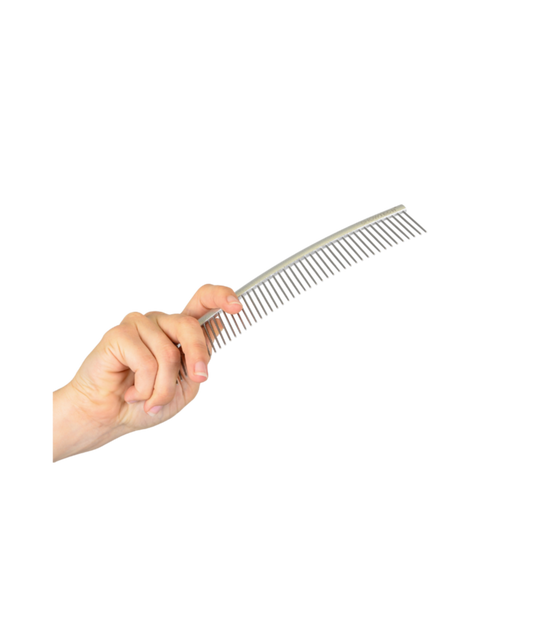 Show Tech gebogen hondenkam 19 cm roestvrij staal ergonomisch voor finish vacht
