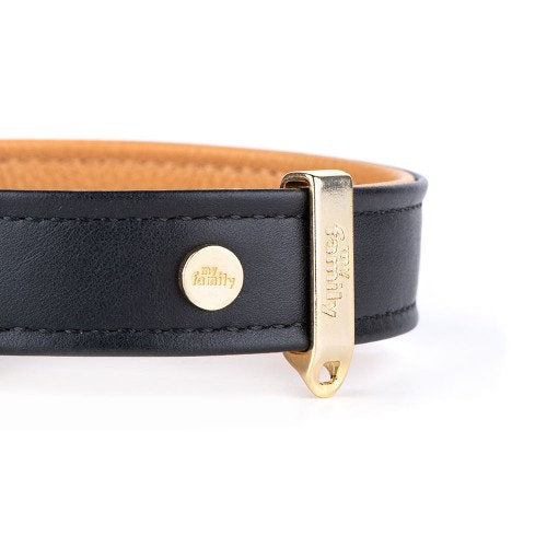My Family Zwart Goud Leren Halsband