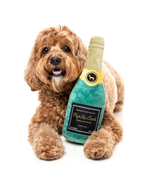 FuzzYard Pup The Cork Sparkling Wine – Pluche Hondenspeelgoed 29 cm