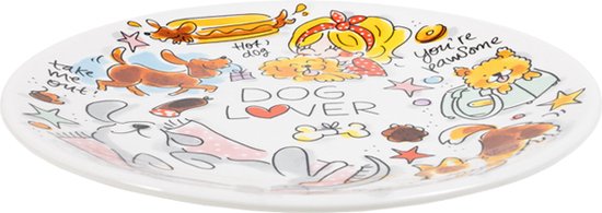 Blond Amsterdam Ontbijtbord Dog Lover Ø22 cm – Aardewerk Bord met Honden Illustraties & Quotes