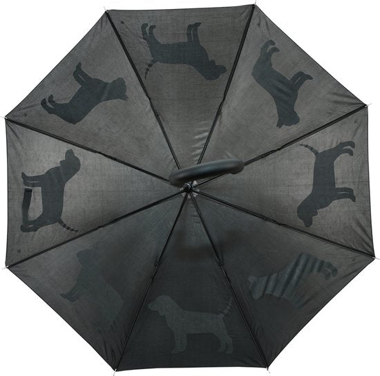 Design Paraplu met Reflecterende Honden – Zwart (Ø 85 cm) | Stijlvol & Veilig in het Donker