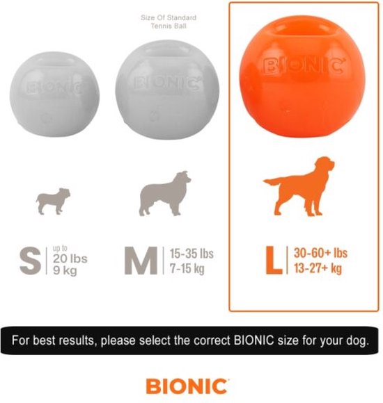 BIONIC Ball L 8cm Oranje | Sterke Apporteerbal met Treat Pocket