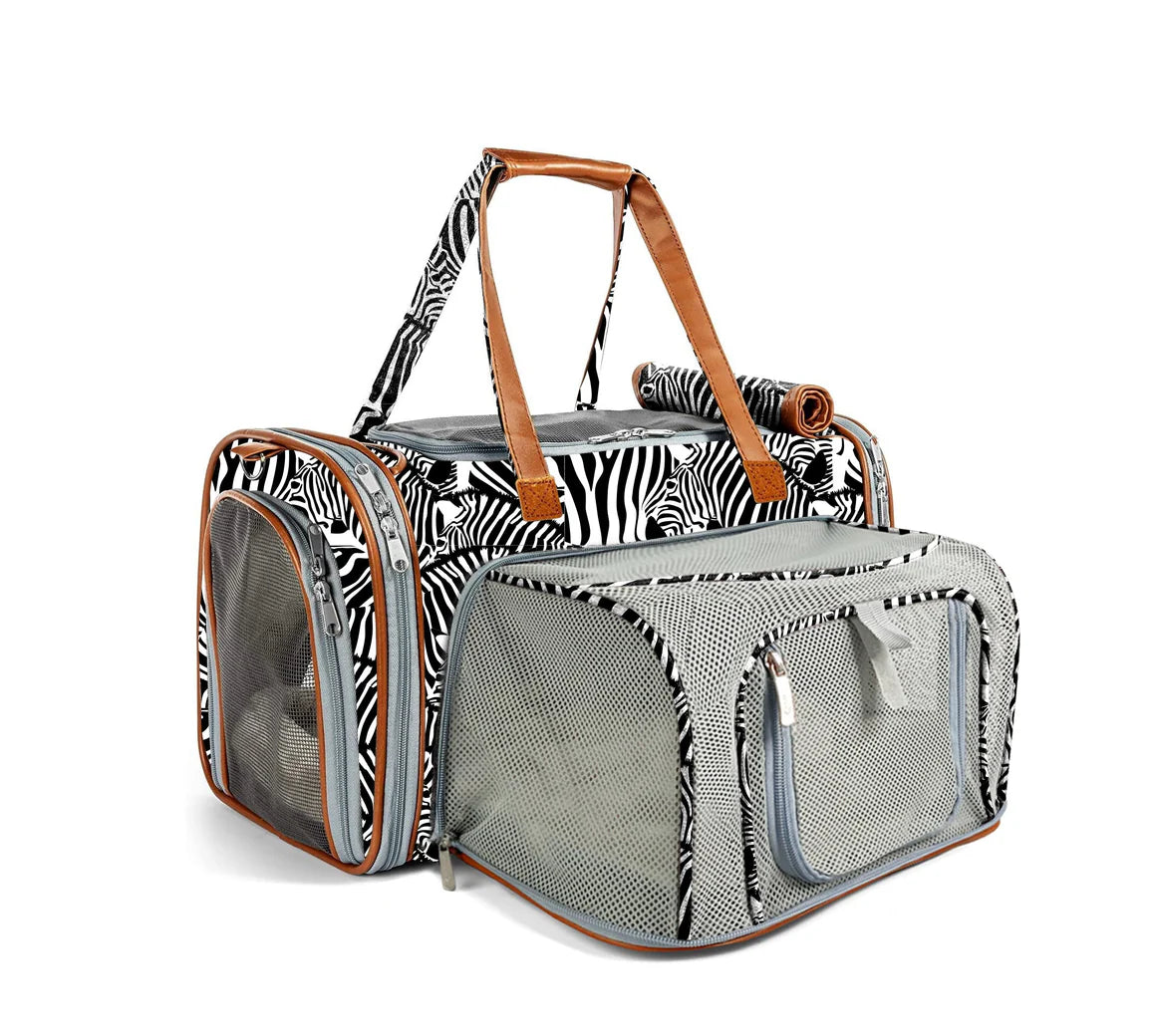 Mr. Peanuts Reis Draagtas Zebra – FAA-vriendelijke draagtas voor hond