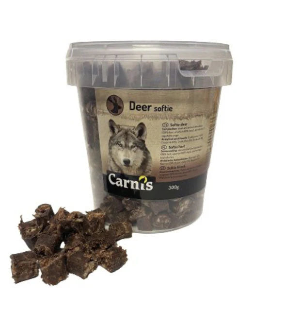 Carnis Deer Softies hert 300 gram emmertje – zachte trainingssnacks voor honden