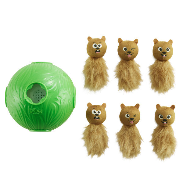 Nina Ottosson Dog Snuffle N Treat Ball voor honden - Snuffelbal met Pluche Chipmunks