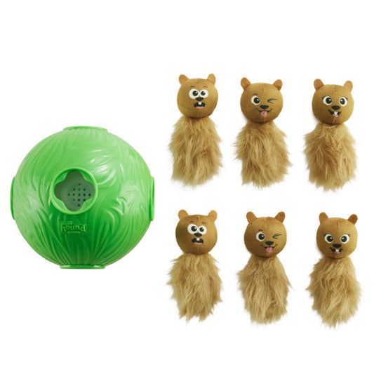 Nina Ottosson Dog Snuffle N Treat Ball voor honden - Snuffelbal met Pluche Chipmunks