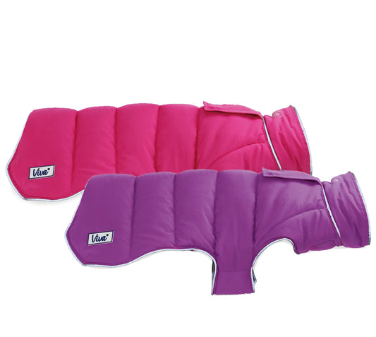 Omkeerbare winterjas paars roze voor hond