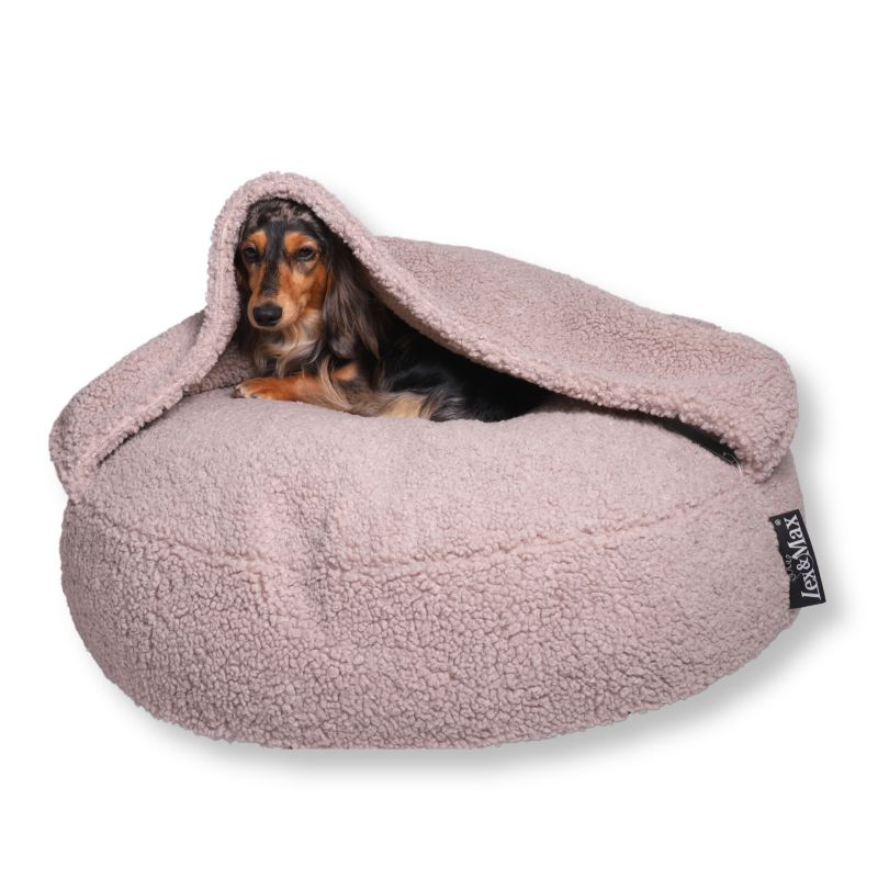 Lex & Max Orthopedische Hondenmand Hoodie Sand 90×90 cm orthopedisch kussen afritsbare hoes
