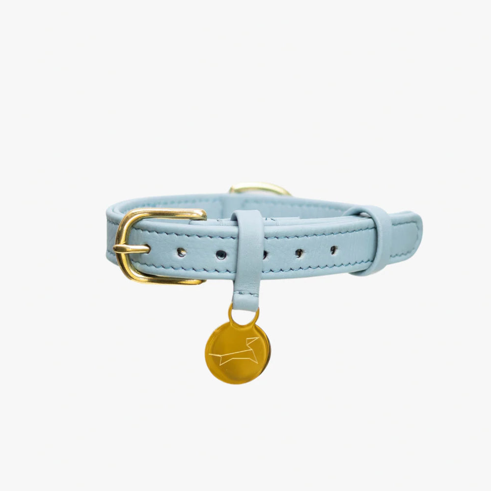 Luxe leren hondenhalsband met naampenning