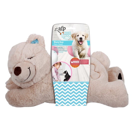 AFP Little Buddy Warm Bear puppy knuffel met verwarmbaar zakje en tourmaline stenen.