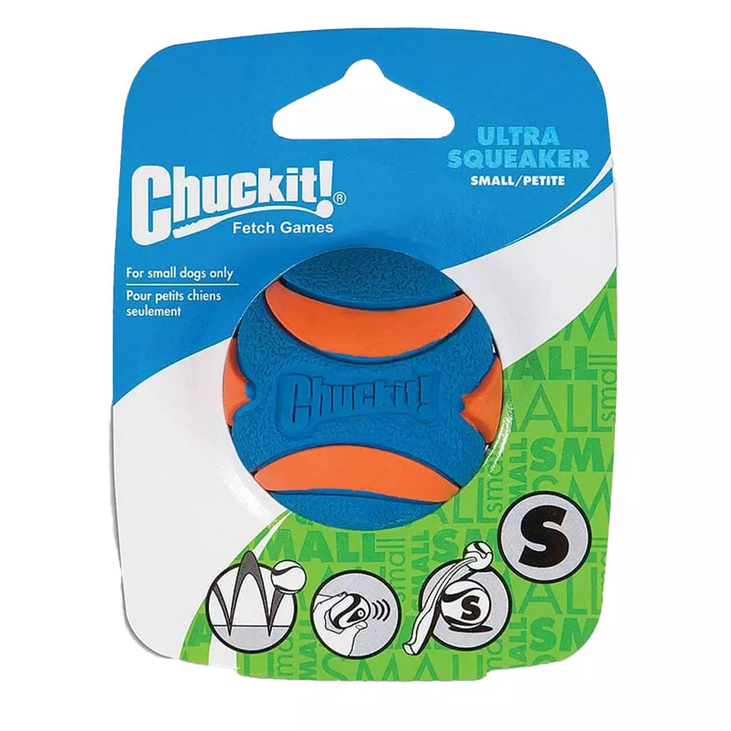 Chuckit! Ultra Squeaker Ball S Ø5 cm – rubber apporteerbal met pieper (1-pack, drijvend)