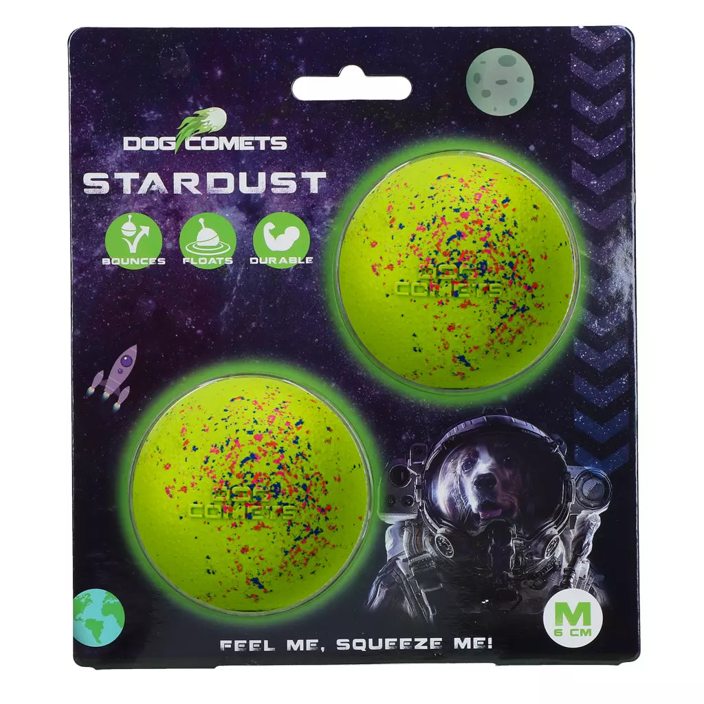 Dog Comets Stardust Groen M 2-pack | Stuiterbal Ø6 cm (Drijvend)
