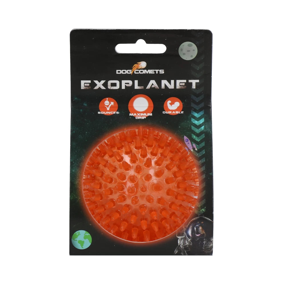 Dog Comets Exoplanet egelbal L oranje Ø10,5 cm – stuiterende, drijvende hondenbal met pieper