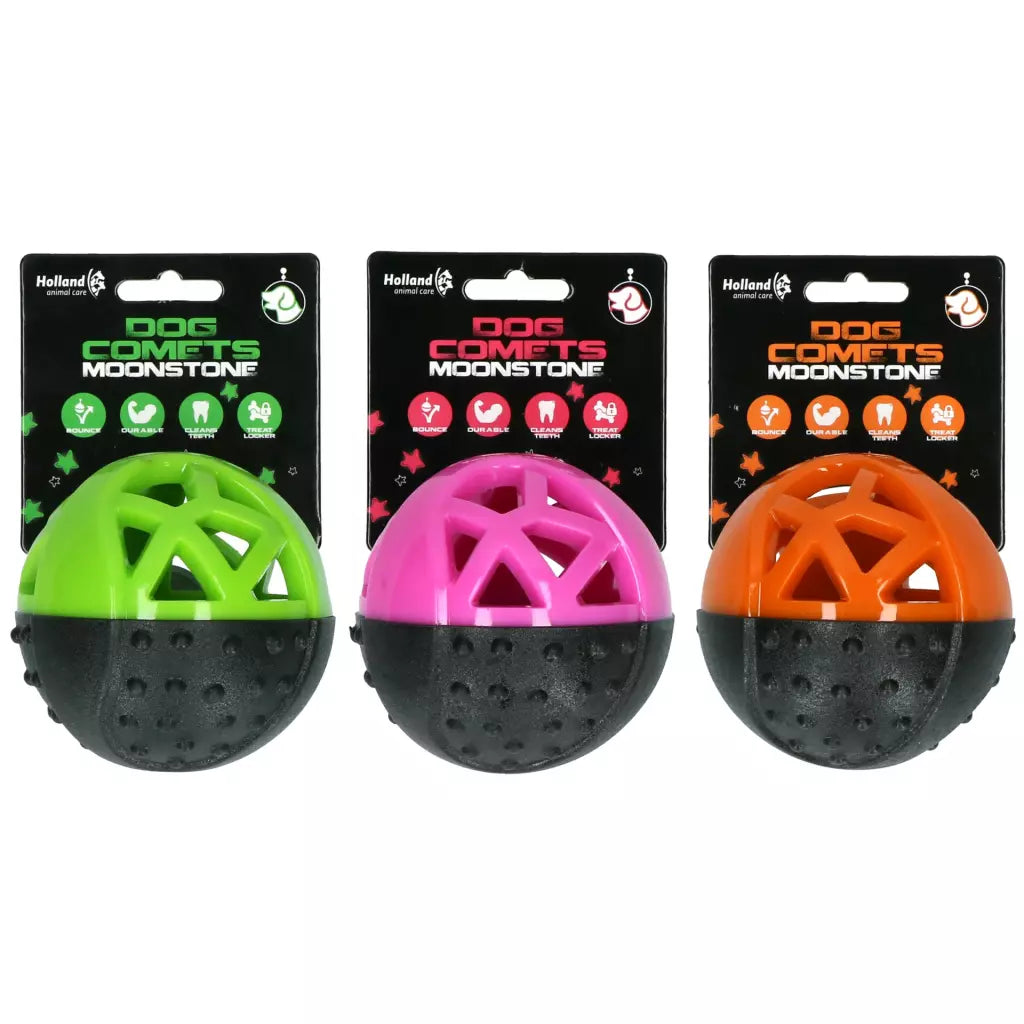Dog Comets Moonstone traktatiebal roze – vulbare snackbal van duurzaam rubber met pieper voor honden